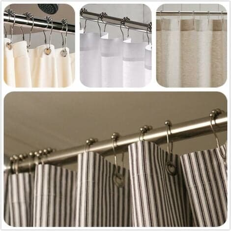 12-pack Stainless Steel Shower Curtain Rings with Gliding System - 12 Single Hooks - 69 x 39 mm NPTERBL As shown As shown