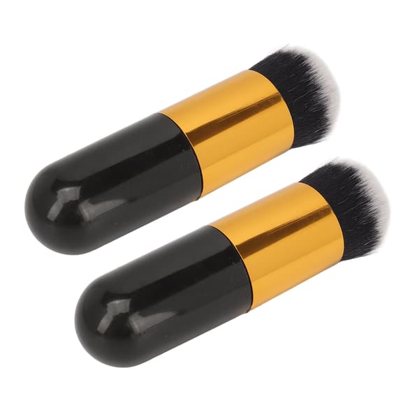 2 st Chubby Makeup Brush Portable Soft Synthetic Chubby Cosmetic Brush Black Gold