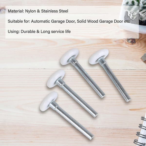 4 stk. forseglede kuglelejer nylon garageportruller med 115 mm stilk