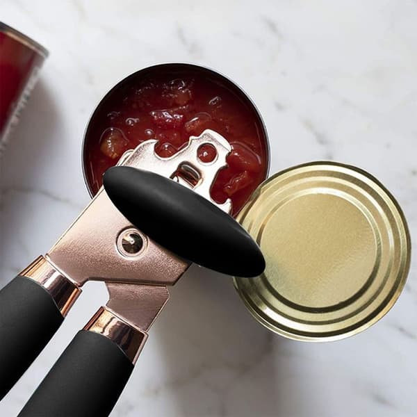 Manual Can Opener with Non-Slip Handle, Practical, Smooth Edge, Black