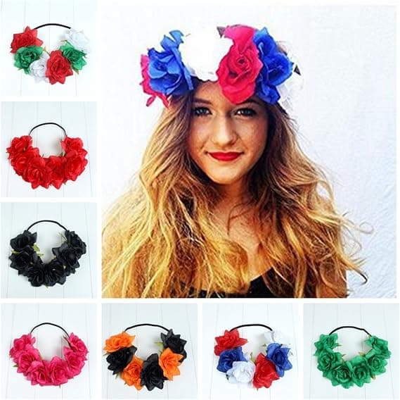 Rosensommar kronefestivalhodebånd Hippie Blomsterhodeplagg DXGHC