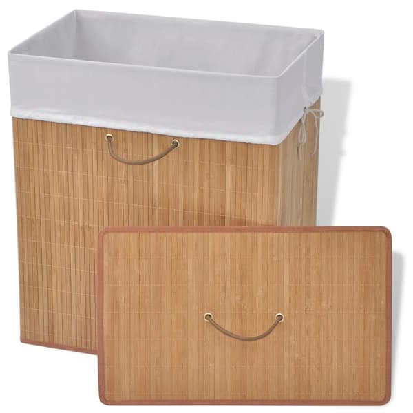 vidaXL Laundry Basket Bamboo Rectangular Natural Color Brun brown