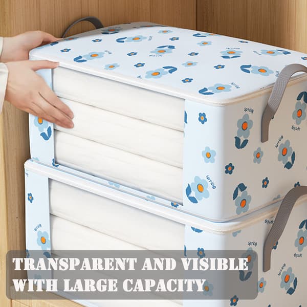 72L Clothes Storage Bag with Handle Stackable Dustproof Quilt Packing Bag for Home Beige Large Size Beige Large Size