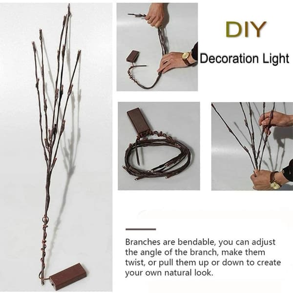 Battery Operated LED Branch Lights, 73 cm, 20 Lights, Willow Branches, Lighted Branches, Decorative Lights, Artificial Tree, DIY Lights, 5-Pack