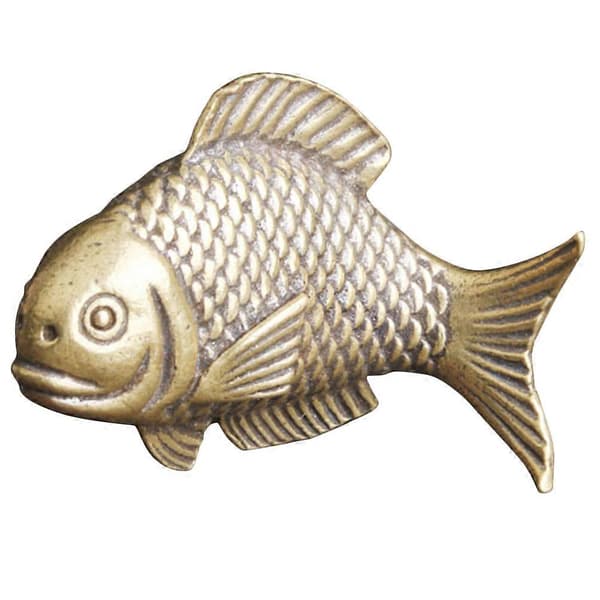 Messingfiskfigur for dekorasjon med retrodesign, liten dyrepapirvekt