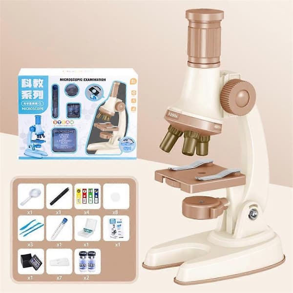 C2502U Microscope Set for Kids 1200x Magnification Educational Science Toy STEM Learning Optical Kit for Biological Experiments