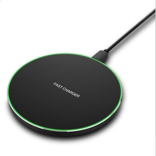 10W Wireless Charger Fast Wireless Charging Pad Desk with Soft Halo for Mobile Phone Black for Android