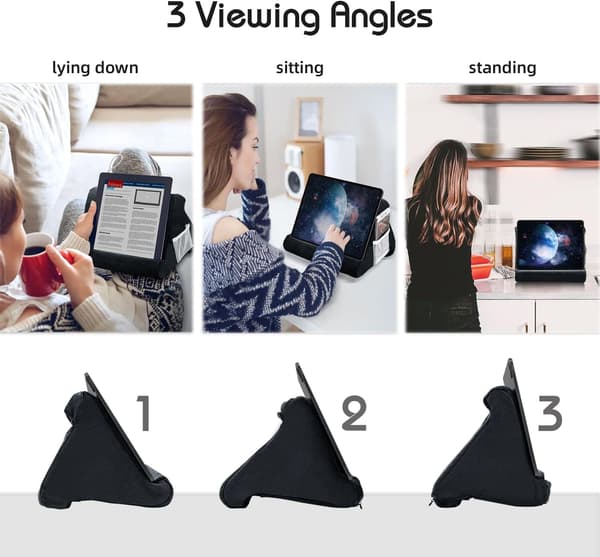 1 stk. Tablet Pudeholder til iPad Pude Stativ, Blød Multi-Vinkel Telefon Pude Knæholder til Tablet/iPad - Sort