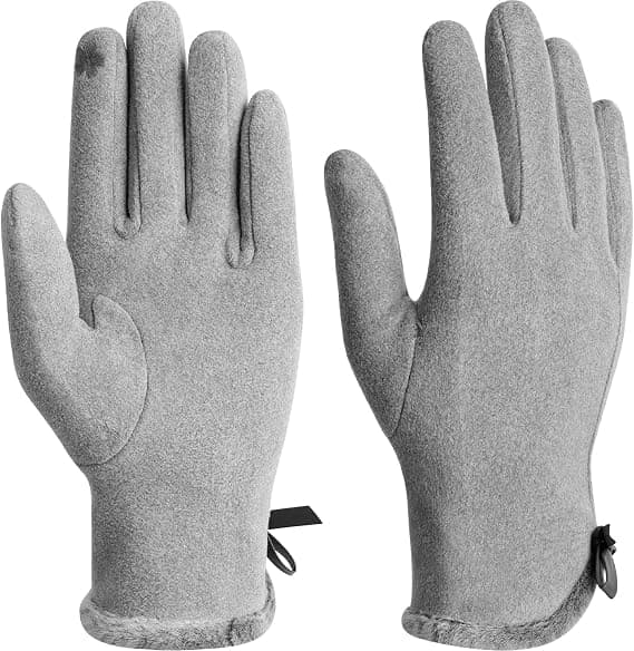 Vintervarma Touchscreen-handsker til kvinder - Fleeceforede Touchscreen-handsker i ruskind, pelsforede helfingerhandsker til kvinder og piger grey grey