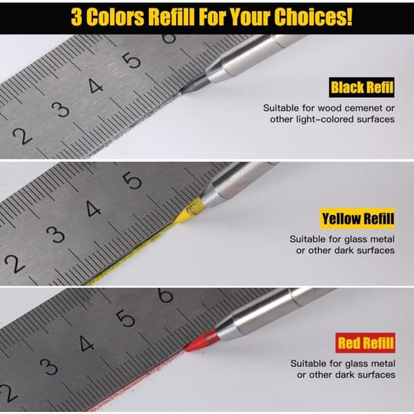 Solid Construction Pencil with Sharpener, Carpenter Pencils for Deep Holes, Marking Tool for Glass, Ceramics, Hardened Steel, Wood