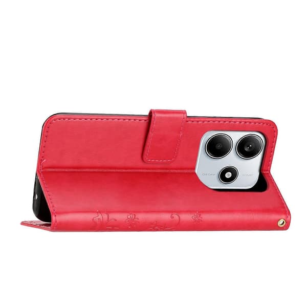 Til Xiaomi Redmi Note 14 5G Etui PU Læder Pung Etui med Rem - Rød