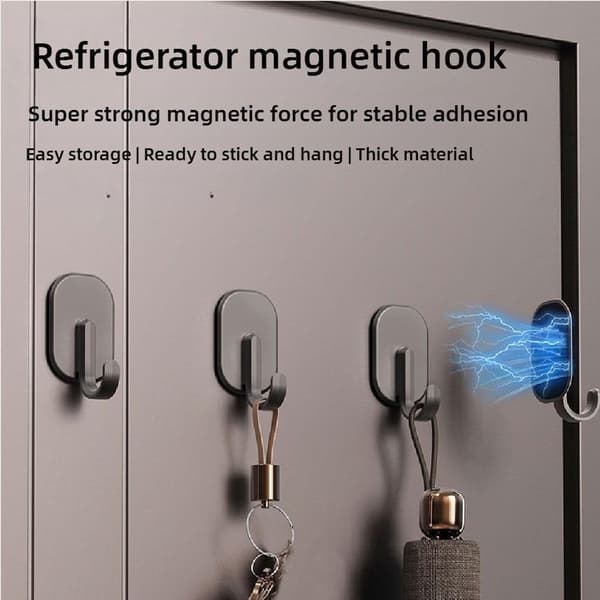 3 magnetkroge - 3,8*3,2*6,5 cm, multifunktionelle - til køleskab, grill, pengeskab - hjemmetilbehør - sort