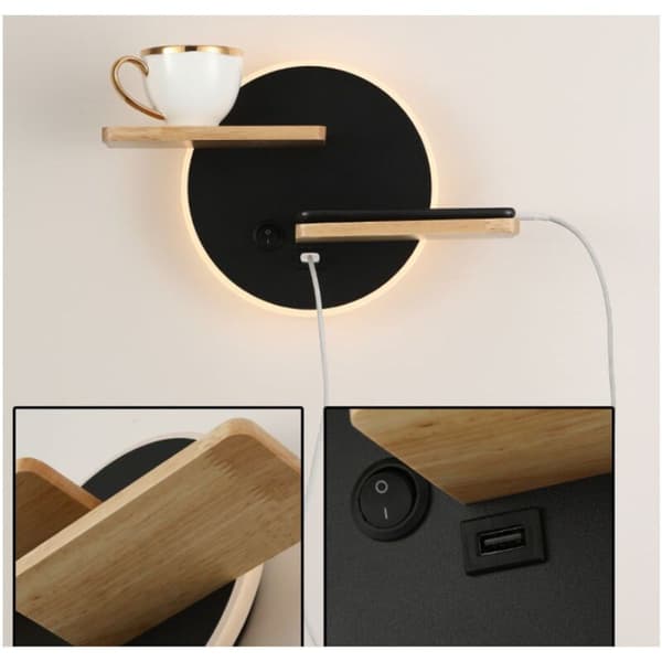 LED Indoor Wall Lamp with USB Connection Modern Wall Lamp with Switch Reading Lamp Nac