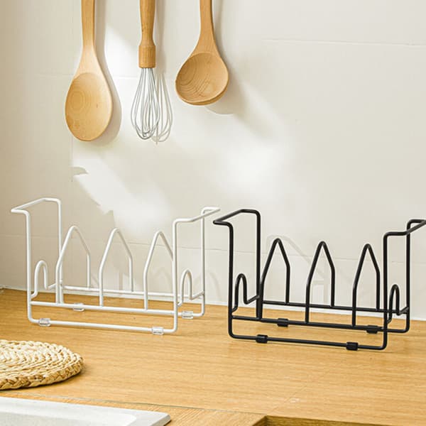 Cutting Board Storage Rack Cutting Board Holder Kitchen Countertop Pot Lid Vertical Storage Rack (Black)