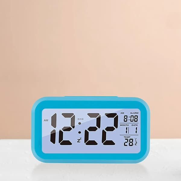 LED-väckarklocka Digital väckarklocka Kalender Belyst Snooze Alarm (Blå)