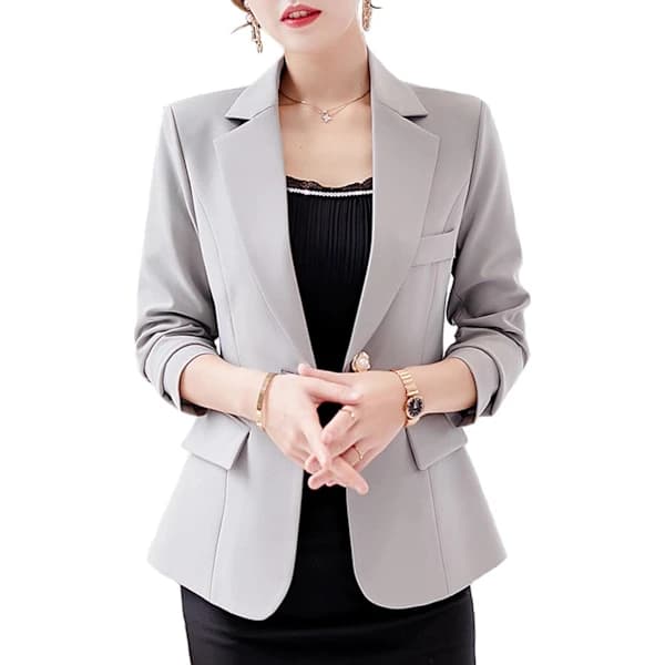 Dam Blazer Slim Fit Långärmad Krage Jacka Business Kontorsjacka XL
