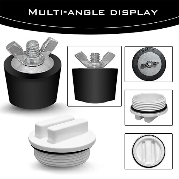 2 inch Pool Winter Plugs, 2 Pcs, Rubber Expansion with 1.5 inch Threaded Return Plug