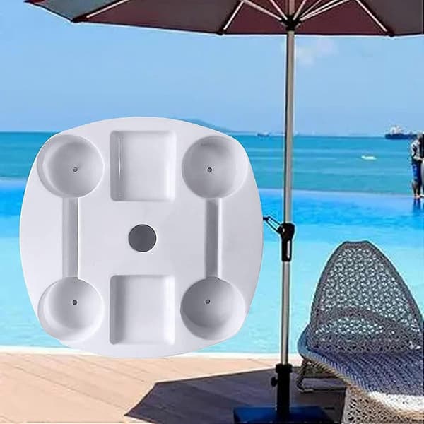 14,5 tommer paraplybakke - Paraplybakke med rum til kopper og snacks | Parasolbordstativ til terrasse, strand, have, pool
