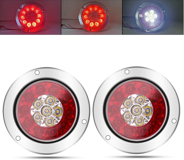 2 stk runde LED-bremselys, 4 tommer 16 LED-baklys 12V 24V brems