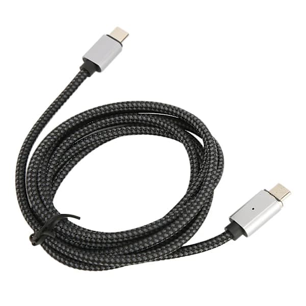 USB C Magnetisk Ladekabel - 1,5m, PD 100W Hurtiglading, 480Mbps, Rett Kabel med LED-lys