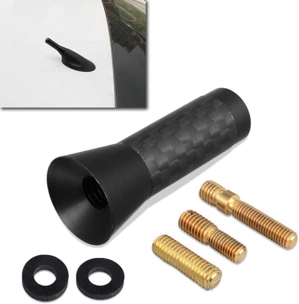 Kulfiber Bilantenne, Universel Bilantenne, Mini Kort 3,5 cm Bilradioantenne til Statisk Undertrykkelse, AM/FM Signalforstærkning (Sort)