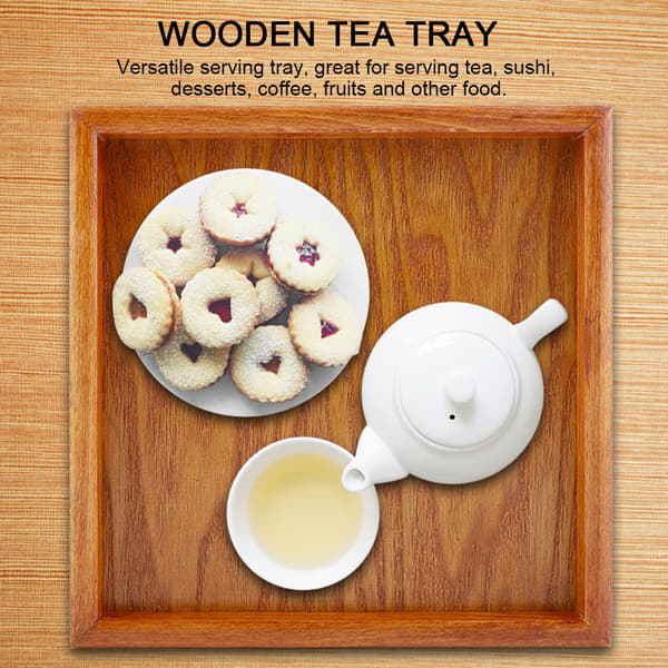 Square Solid Wood Tea Tray Coffee Sushi Snack Serving Plate for Cafe Restaurant (20*20cm)