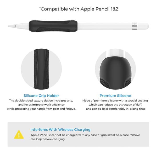 For Apple Pencil Grip 3-pack Ergonomic Silicone Case Accessories Compatible With Apple Pencil 1st and 2nd Generation