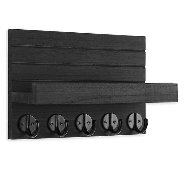 Key Holder for Wall, Decorative Key and Mail Holder with Shelf Features Large Hooks for Bags, Jackets, Umbrellas