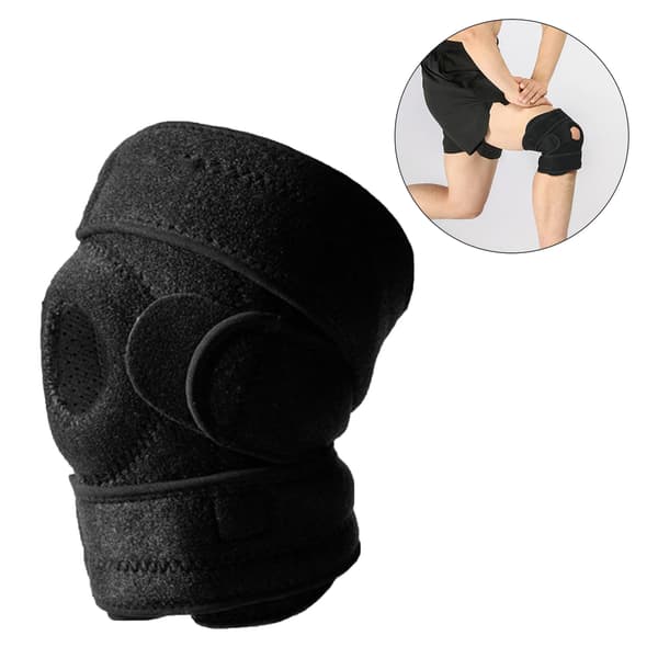 Meniscus Protective Knee Pads Black Free Size Non-Slip Adjustable Knee Brace for Cycling