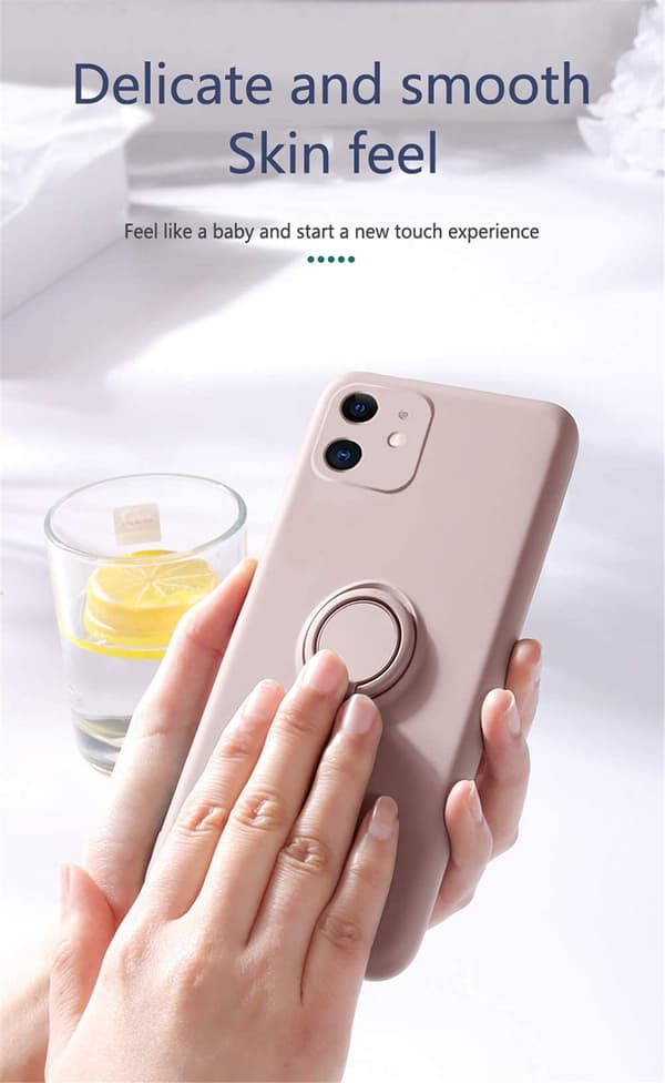 Compatible with iPhone 15 Case, Liquid Silicone, with Ring Holder, Detachable Wrist Strap, Magnetic Car Mount, Shockproof - Rose Pink iPhone 15 pink iPhone 15