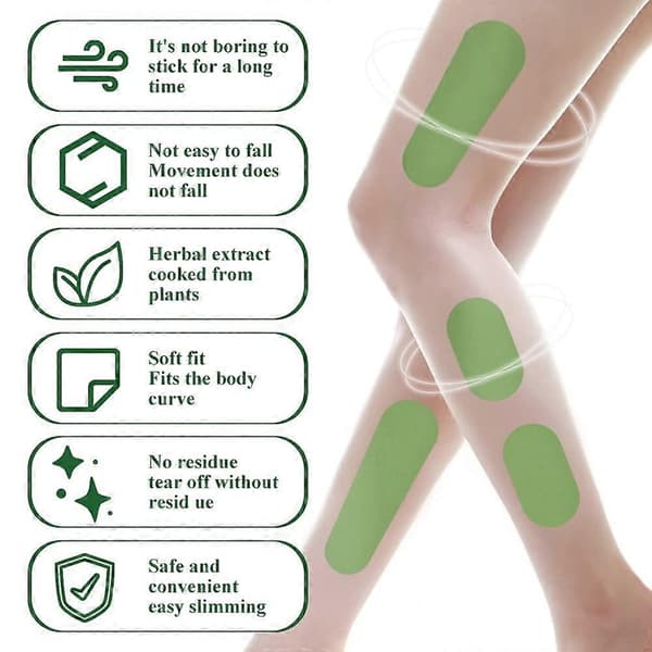Pakke med 30 urtebenplaster, malurt ben-slankeplaster, ben-slankeplaster, urteben cellulittreduksjon