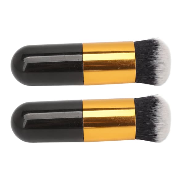 2 stk Chubby Makeupbørste Bærbar Blød Syntetisk Chubby Kosmetisk Børste Sort Guld