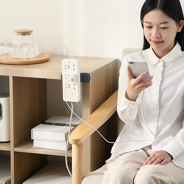 New Rotating Socket Holder Punch-Free Wall Socket Power Strip Storage Plug Hook Cord Winder Yellow Yellow