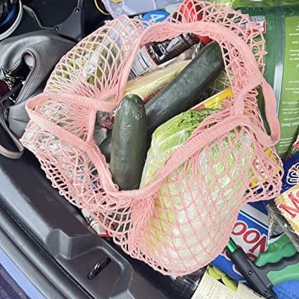 Mesh Net Bag med genanvendelig udvidelig lang skuldertaske til opbevaring af strandlegetøj