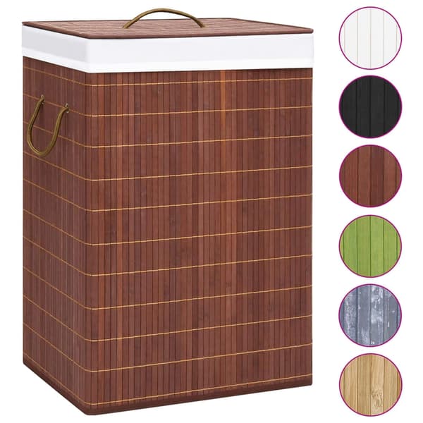 vidaXL Laundry basket bamboo with 2 sections brown 72 L Brun brown