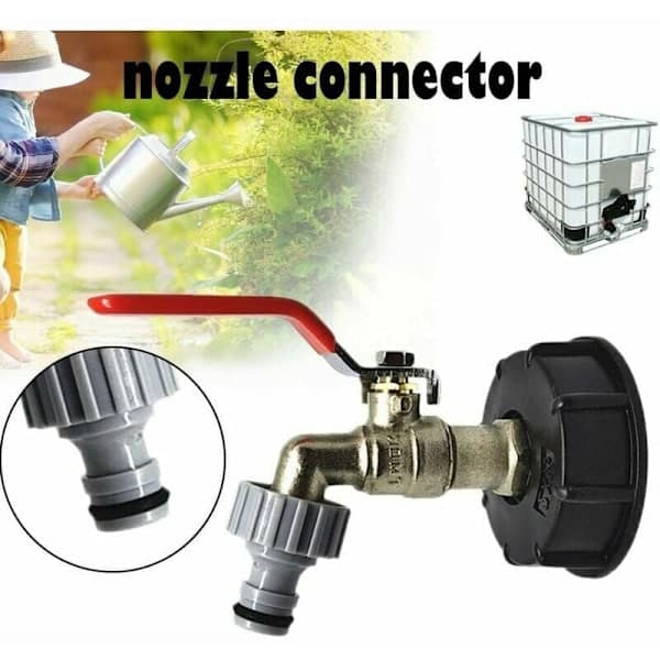 IBC-tankadapter 1/2 tum kranutloppsfäste ventil kran trädgårdsslangkopplingar