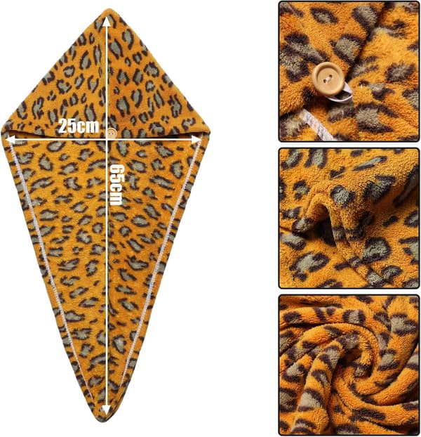 3-pack leopard mikrofiber hårhandduk wrap snabbtorkande hårhuva