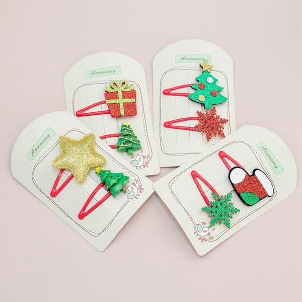12-pack jultillbehör, julhåraccessoarer, massor av julelement, älg tomte julgran hårspännen för julklapp