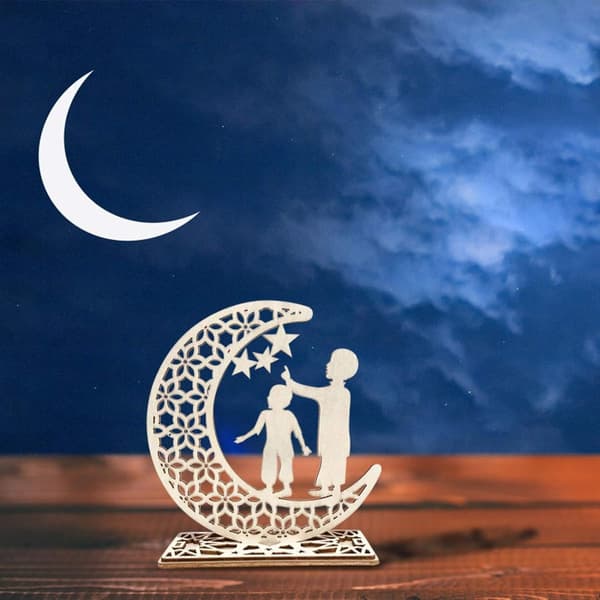 Tre Måne Stjerne LED-lampe, Måne Stjerne Gardiner Lys Ramadan Lys KLB