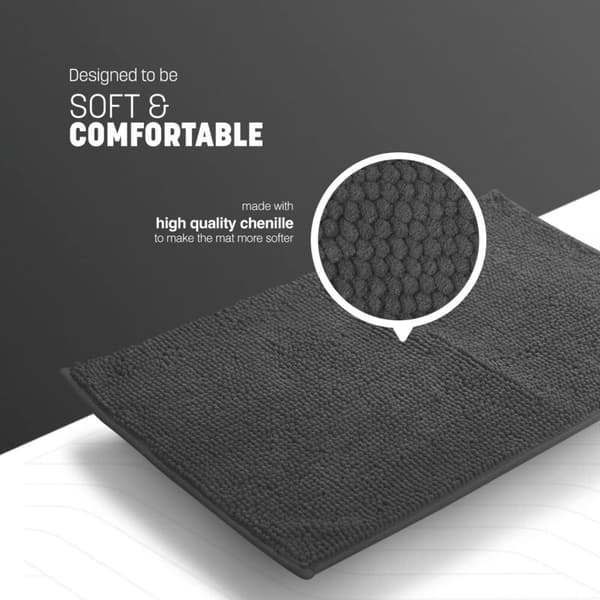 Microfiber Bathroom Mat Non-Slip Soft Comfortable Water Absorbent Quick Dry Machine Washable Hygienic Bathroom Mat Grey