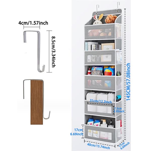 Wall-mounted doll stand, multi-functional storage shelf, can be hung on a door, with hooks. Pink Pink
