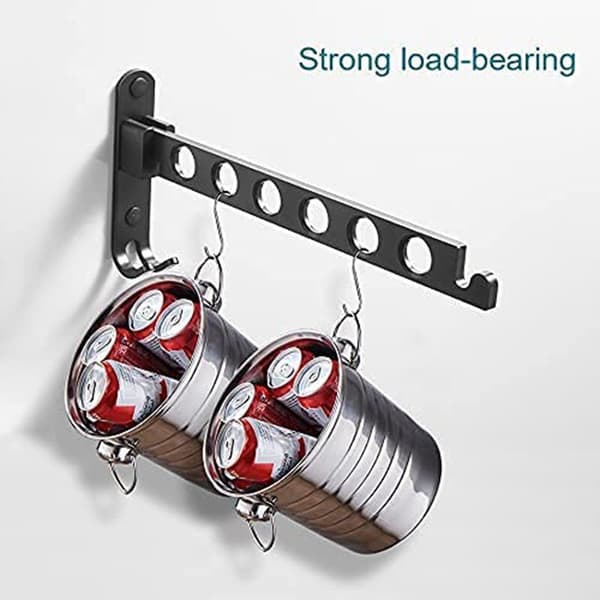 Folding Clothes Hooks, Wall Mounted Clothes Hanger Wall Hooks Folding Hooks for Balcony Bathroom Laundry Room (Black, 1 pc)