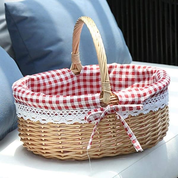 Wicker Basket Gift Basket Empty Oval Woven Willow Picnic Basket with Handle Wedding Basket