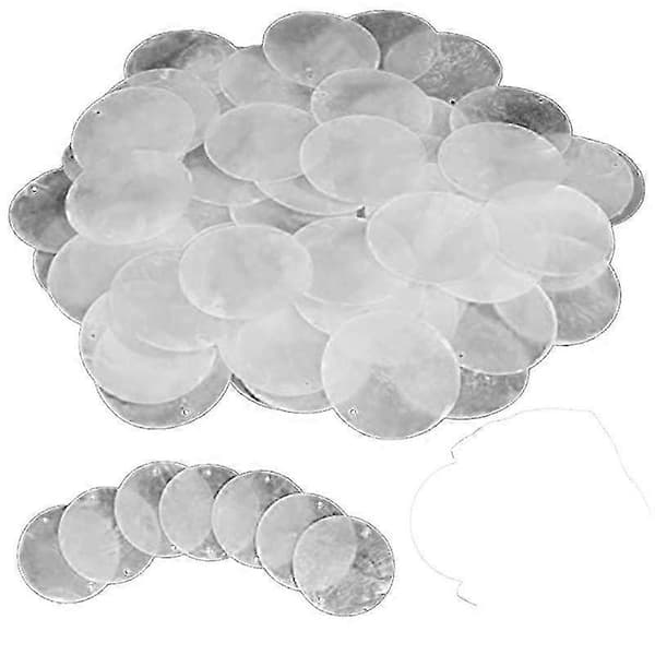 120 Pcs Round Natural Capiz Seashells 5 cm Oyster Shells for Crafts with 2 Holes Seashell Discs
