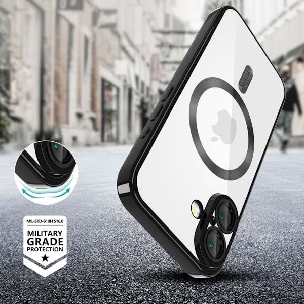 iPhone 16 skal MagSafe - Transparent / Sort iPhone 16