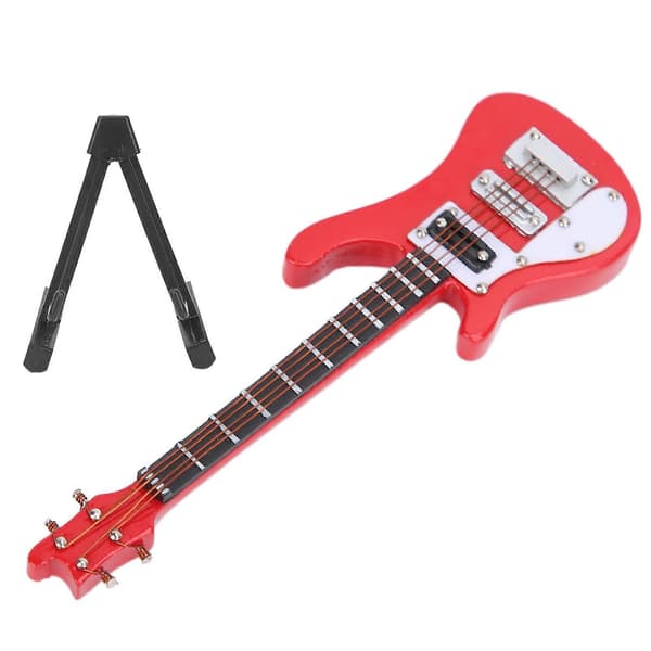 Miniatyr Tre Simulering Elektrisk Gitarrmodell Musikkinstrument Ornament Gaver Rød