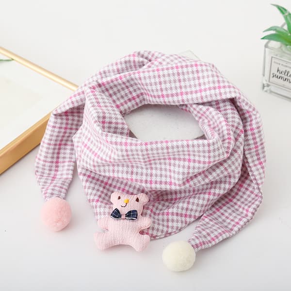 2 Cotton Kids Scarves, Double Layer, Triangular, Versatile