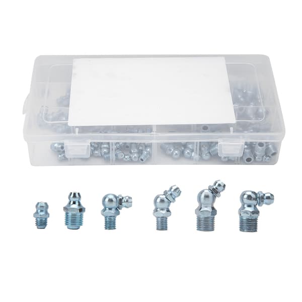 110 Pcs 45° 1/8in-28 Grease Nipple Nozzle Fittings for Engineering Machinery Electroplating Blue