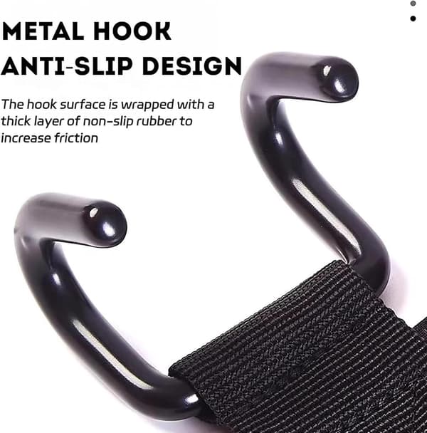 Weightlifting Hooks with Steel Grip and Padded Wrist Support for Deadlifts, Pull-ups, Gym Training, Black, One Size, Pair