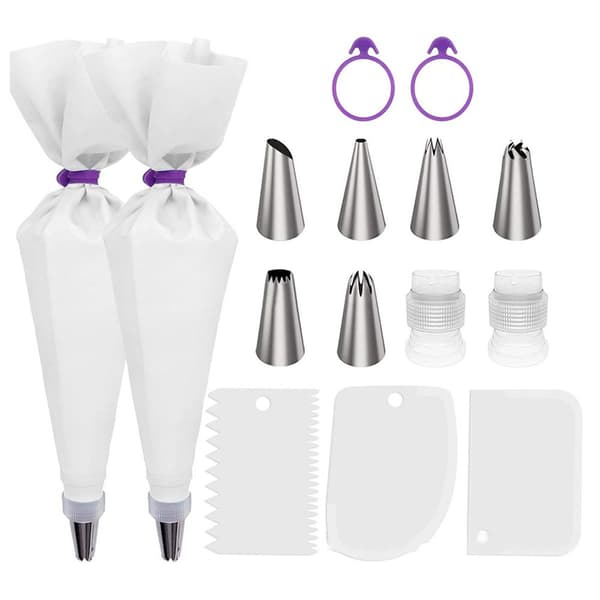 Cake Decorating Supplies for Baking with Reusable White Pastry Bag KLB